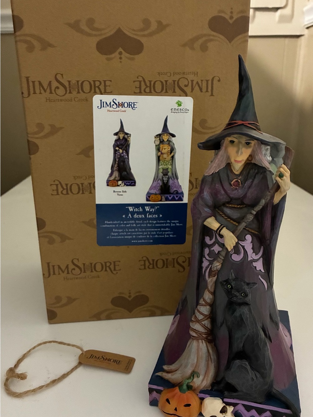 Jim Shore Heartwood Creek “Witch Way?” Two-Sided Witch Figurine NIB